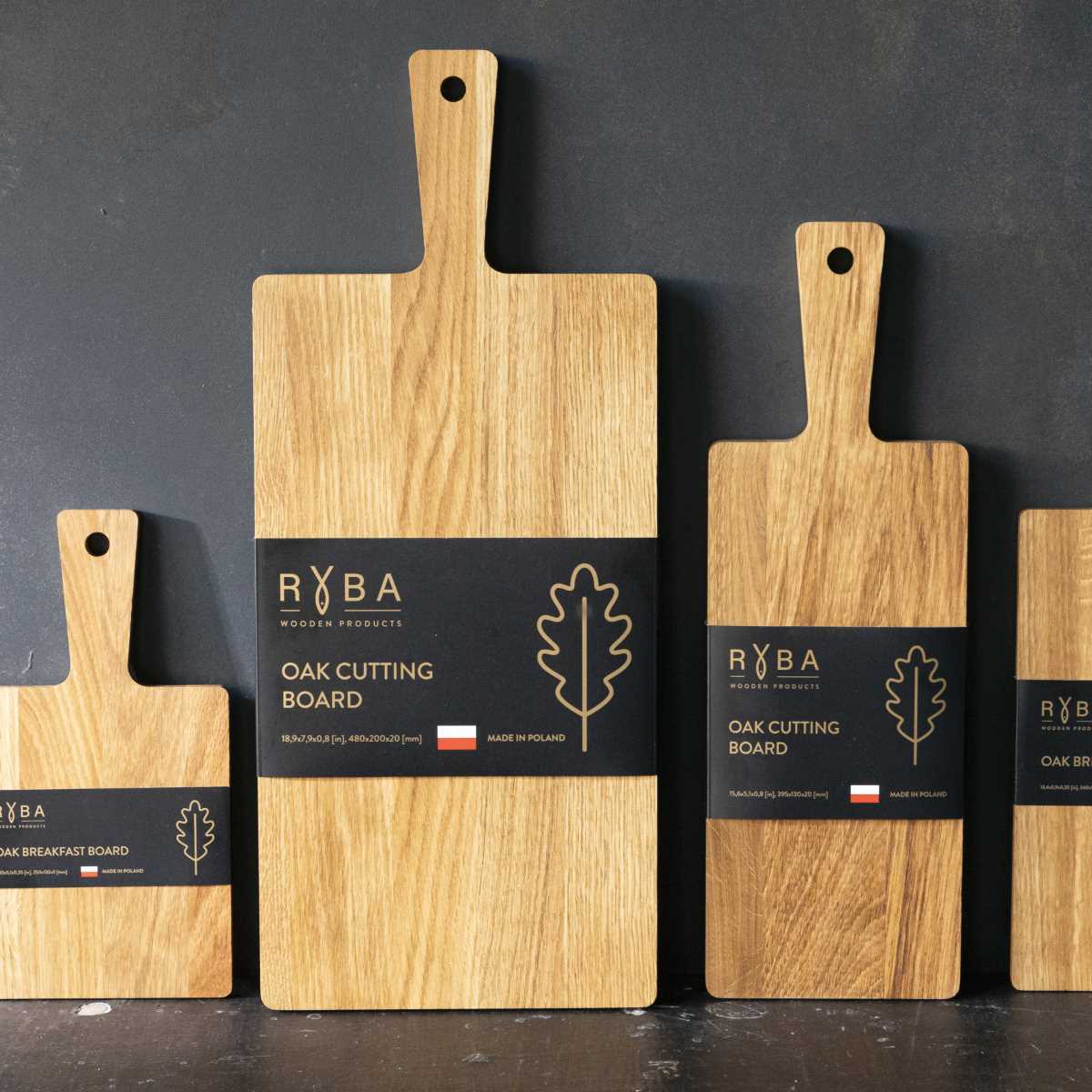 Cutting board manufacturer – oak board sleeve label