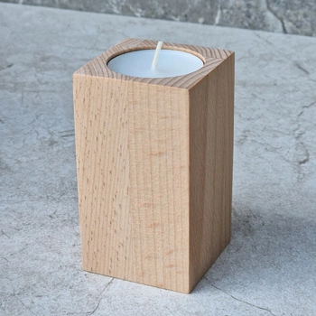 Beech tealight candle holder 50x50x90 mm