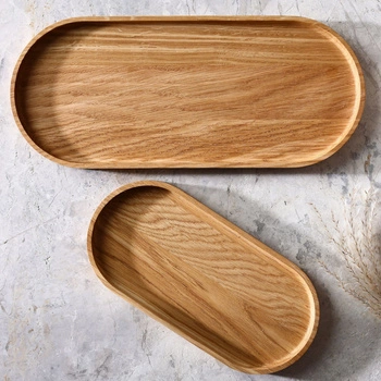 Set of 2 oak trays