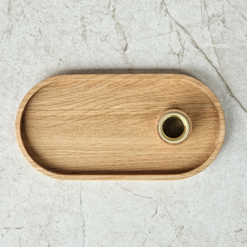 Oak tray with candle holder 200x100x35mm