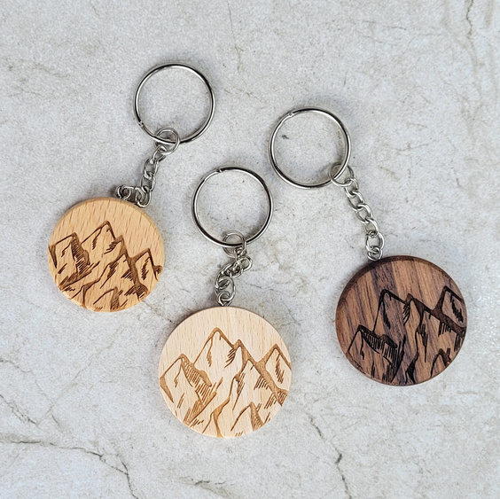 Beech round keychain ∅35 mm