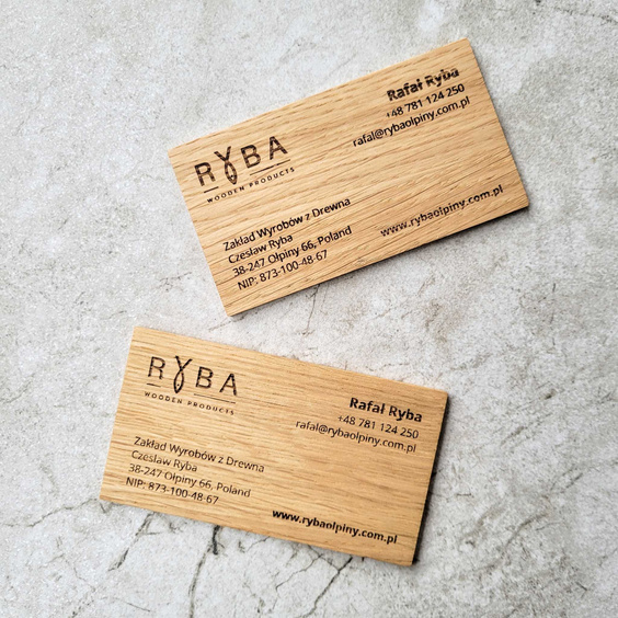 Oak bussiness card / gift card 90x50x2,7 mm