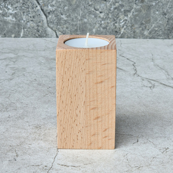 Beech tealight candle holder 50x50x90 mm