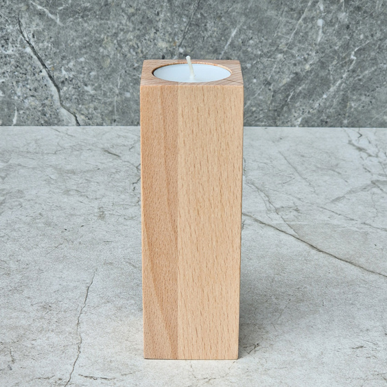 Beech tealight candle holder 50x50x150 mm