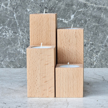 Beech tealight candle holder 50x50x150 mm