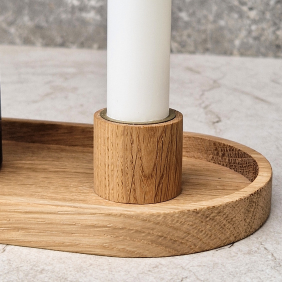 Oak tray with candle holder 200x100x35mm