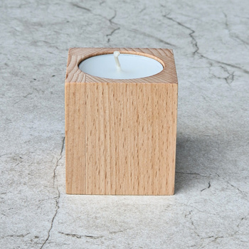 Beech tealight candle holder 50x50x60 mm