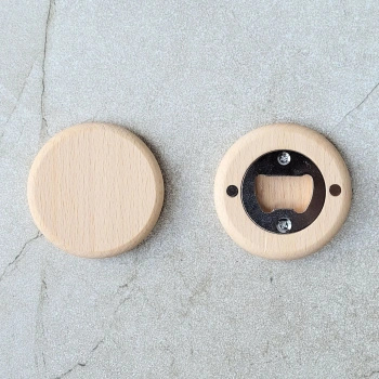 Bukowy otwieracz do butelek z magnesami fi 65x10mm