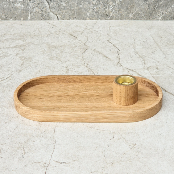 Oak tray with candle holder 200x100x35mm