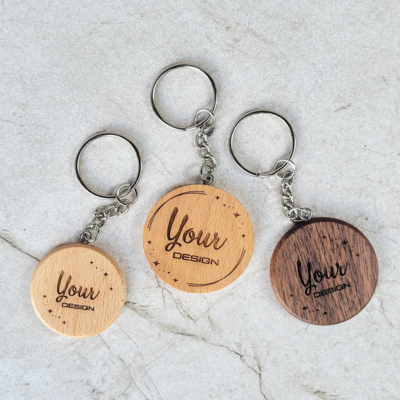 Beech round keychain ∅35 mm