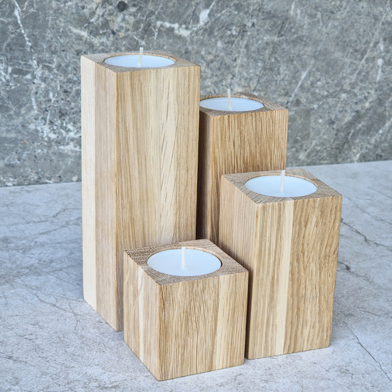 Oak advent candle holders -set of 4