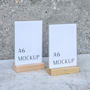 Beech menu stand with plexi A6