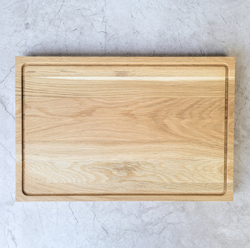 Gruba deska do krojenia z rowkiem, dębowa 450x300x30 mm