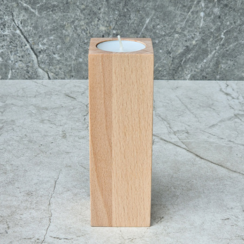 Beech tealight candle holder 50x50x150 mm