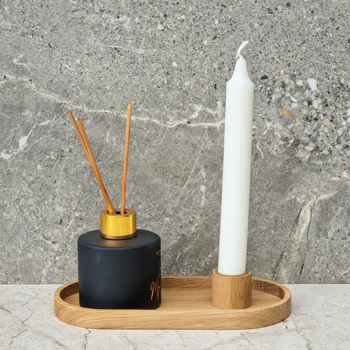 Oak tray with candle holder 200x100x35mm