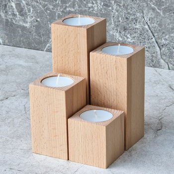 Beech tealight candle holder 50x50x150 mm