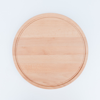 Thick beech round cutting board with groove ∅350x40 mm