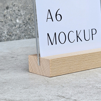 Beech menu stand with plexi A6