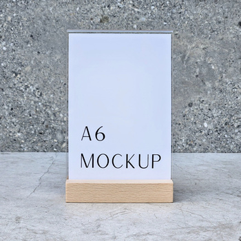 Beech menu stand with plexi A6