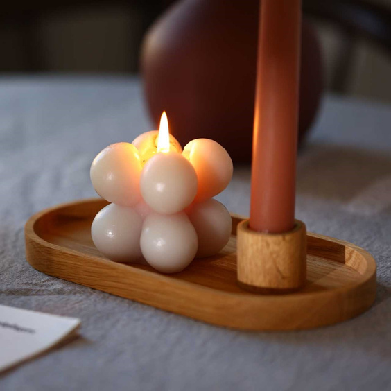 Oak tray with candle holder 200x100x35mm