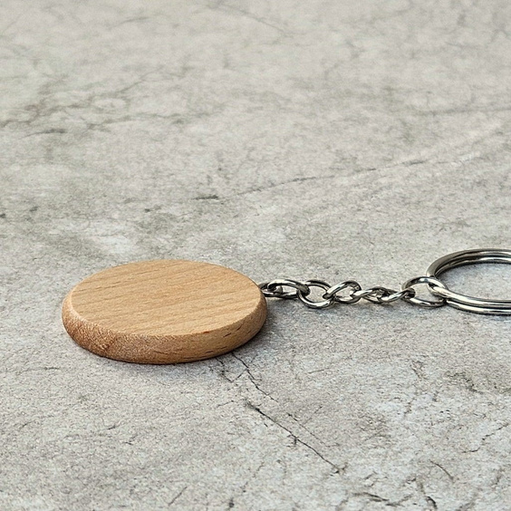 Beech round keychain ∅35 mm