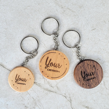Beech round keychain ∅35 mm